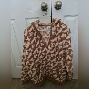 Cozy Brown and Cream Hooded Sweater